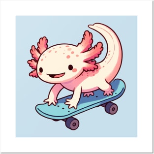 cute axolotl skateboard Posters and Art